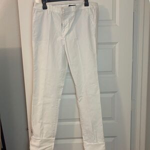 Tommy Hilfiger White Chinos Straight Leg SZ 12 Cuffed Hem cotton casual preppy